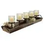 Westcharm 27.5 in. Rustic Wood Candle Centerpiece Tray w/Five Metal Candle Holders