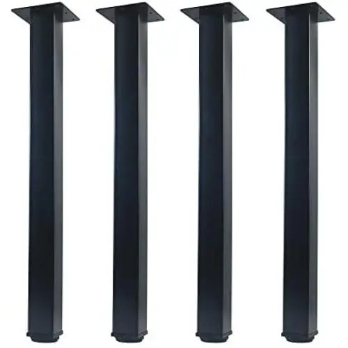 QLLY 20 inch Adjustable Metal Furniture Legs, Square Office Table Furniture Leg, Set of 4 (Black)