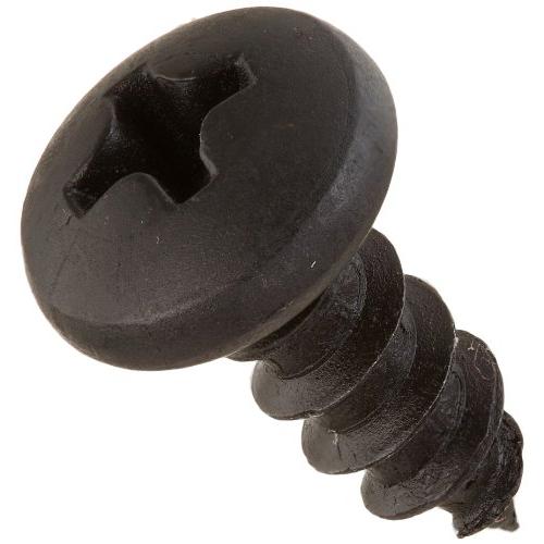 Steel Sheet Metal Screw, Black Oxide Finish, Pan Head, Phillips Drive, Type A, #10-12 Thread Size, 1/2'' Length (Pack of 100)