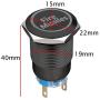 ESUPPORT Black Shell 12V Momentary Car Vehicle Red LED Light Headlight Push Button Stainless Steel Metal Switch 19mm Fire Missiles