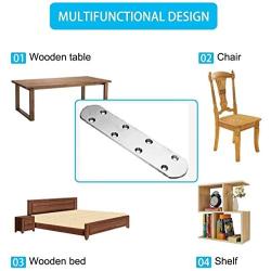 Straight Brace, Ouioui 4 Pieces Stainless Steel Flat Brace (6.57 x 1.49 inch, 167 x 38mm) Braces Joining Plate Connector Support Bracket for Shelves Cabinets Wood Furniture, 32 Pieces Screws Included
