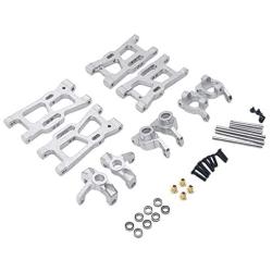 Tongina Upgrade Metal Front/Rear Swing Arms & Steering Hub C Seat Parts Kit for WLtoys 144001 RC Car Replacements - Silver