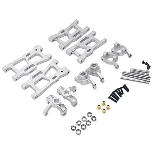 Tongina Upgrade Metal Front/Rear Swing Arms & Steering Hub C Seat Parts Kit for WLtoys 144001 RC Car Replacements - Silver Tongina Upgrade Metal Front/Rear Swing Arms & Steering Hub C Seat Parts Kit for WLtoys 144001 RC Car Replacements - Silver