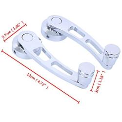 Honhill 2Pcs Slivery Car Window Winder Glass Crank Handle Aluminium Knobs Metal Universal with Adapter