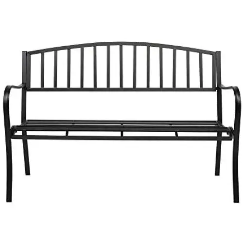 VINGLI 51'' Patio Outdoor Metal Bench,Powder Coated Cast Iron Steel Vertical Grid Design for Garden Path Yard Lawn Work Entryway Decor Deck, Black VINGLI 51'' Patio Outdoor Metal Bench,Powder Coated Cast Iron Steel Vertical Grid Design for Garden Path Yard Lawn Work Entryway Decor Deck, Black