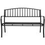 VINGLI 51'' Patio Outdoor Metal Bench,Powder Coated Cast Iron Steel Vertical Grid Design for Garden Path Yard Lawn Work Entryway Decor Deck, Black