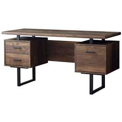 Monarch Specialties Computer Desk with Drawers - Contemporary Style - Home & Office Computer Desk with Metal Legs - 60''L (Brown Reclaimed Wood Look)