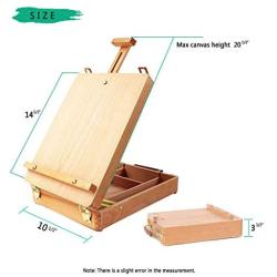 Miratuso Table Top Easel, Premium Beechwood Sketchbox Easel, Portable Wooden Artist Desktop Storage Case, Comfortable and Portable to Carry