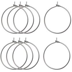 WOCRAFT 150pcs 25mm Strong Stainless Steel Wine Glass Charm Rings Earring Beading Hoop Party Favor for Jewelry Making (10575)