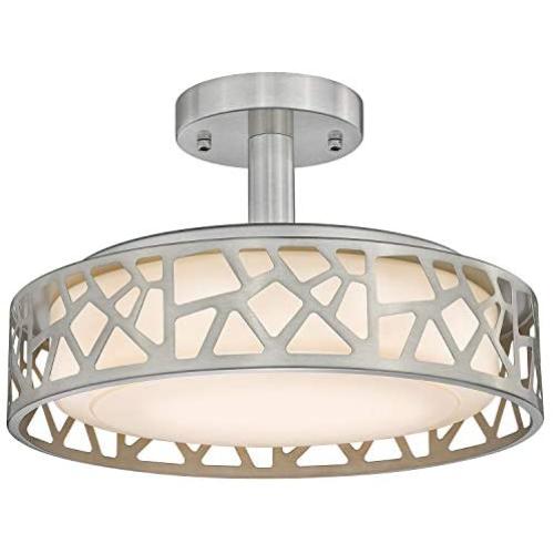 14inch Semi-Flush Mount Ceiling Light, VICNIE 20W Dimmable Close to Ceiling Light Fixture, LED 3000K Warm White, Brushed Nickel Finish Metal Frame and Acrylic Shade