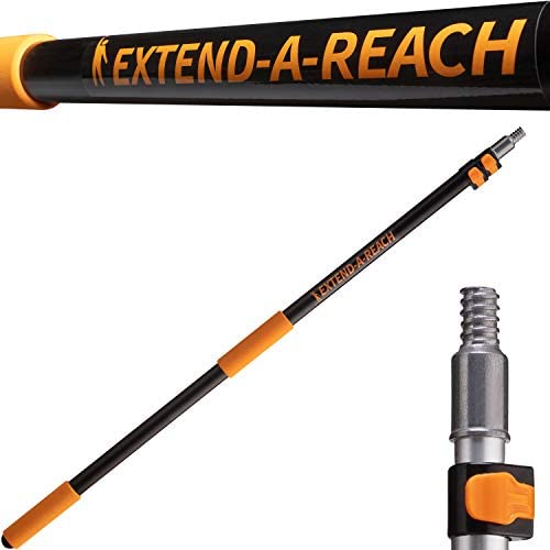 5-12 ft Long Telescopic Extension Pole // Multi-Purpose Extendable Pole with Universal Twist-on Metal Tip // Lightweight and Sturdy // Best Telescoping Pole for Painting, Dusting and Window Cleaning