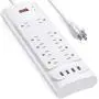 Power Strip with USB Ports, Bototek Surge Protector with 10 AC Outlets and 4 USB Charging Ports,1875W/15A, 2100 Joules, 6 Feet Long Extension Cord for Smartphone Tablets Home,Office & Hotel- White