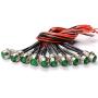 Amotor 10Pcs 8mm 5/16'' LED Metal Indicator Light 12V Waterproof Signal Pilot Lamp Dash Directional Car Truck Boat with Wire (Green)