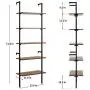 MELLCOM 5 Tier Industrial Ladder Shelf, Wood Modern Bookshelf with Metal Frame,Wall-Mounted Bookcase Plant Flower Storage Stand Organizer for Living Room, Bathroom, Kitchen,Balcony MELLCOM 5 Tier Industrial Ladder Shelf, Wood Modern Bookshelf with Metal Frame,Wall-Mounted Bookcase Plant Flower Storage Stand Organizer for Living Room, Bathroom, Kitchen,Balcony