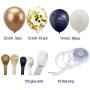 Balloon Arch Garland Kit, 107 Pieces, Navy Blue Balloons, Matte White Latex Balloon, Gold Metal Balloon, Gold Confetti Balloon, Great for Wedding Birthday Party Decorations