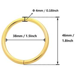 BIKICOCO 1-1/2 Metal O-Ring Buckle Connector Round Loops Non Welded for Bags Webbing Purse and Belt Straps, Gold, Pack of 6