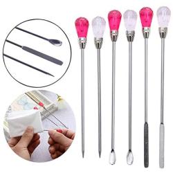 ISKYBOB 2 Sets Silicone Resin Mold Tool Set Stirring Needle Spoon Jewelry Making Kit, Pink+Rose Red