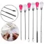 ISKYBOB 2 Sets Silicone Resin Mold Tool Set Stirring Needle Spoon Jewelry Making Kit, Pink+Rose Red