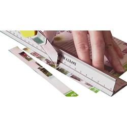 RULER, New Design 30 cm (12 Inch) Metal Craft Safety Ruler,Light Weight with Folding Safety Guard.Use with Rotary Cutter,Stanley or Xacto. For Paper,Leather,Fabric,Quilting,Scrap booking,Art,Office.