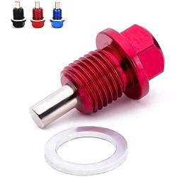 Magnetic Oil Drain Plug Magnetic Sump Drain Nut Oil Drain Bolt (12x1.25,Red)