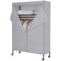 JS HOME Heavy Duty Garment Rack, Free-Standing Rolling Clothes Rack with Fitted Beidge Non-Woven Cover, Extra Large Wardrobe Storage Rack/Organizer