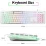 LANGTU Membrane Gaming Keyboard, Rainbow LED Backlit Quiet Keyboard for Office, USB Wired All-Metal Panel 25 Keys Anti-ghosting Computer Keyboard 104 Keys - L1 White/Silver