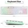 LANGTU Membrane Gaming Keyboard, Rainbow LED Backlit Quiet Keyboard for Office, USB Wired All-Metal Panel 25 Keys Anti-ghosting Computer Keyboard 104 Keys - L1 White/Silver LANGTU Membrane Gaming Keyboard, Rainbow LED Backlit Quiet Keyboard for Office, USB Wired All-Metal Panel 25 Keys Anti-ghosting Computer Keyboard 104 Keys - L1 White/Silver