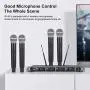 XTUGA A140 Wireless Microphone System, 4-Channel UHF Cordless Mic Set with Four Handheld Mics, All Metal Build, Fixed Frequency, Long Range 300ft, Ideal for Church,Karaoke (4 Handheld)