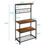 ROVSUN Multiuse 4-Tier Metal Kitchen Bakers Rack , Microwave Storage Rack Oven Stand with Mesh Panel, Storage Organizer Workstation Industrial Style (33.3'' x 15.8'' x 66.93'')