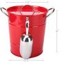 T586 4L Red Metal Double Walled Ice Bucket Set With Lid And Scoop