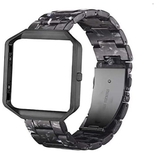 Ayeger Resin Band Compatible with Fitbit Blaze,Women Men Metal Frame Housing+ Resin Accessory Band Wristband Strap Blacelet for Fitbit Blaze Smart Watch Fitness(Black)