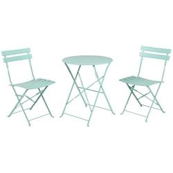 Grand patio Premium Steel Patio Bistro Set, Folding Outdoor Patio Furniture Sets, 3 Piece Patio Set of Foldable Patio Table and Chairs, Mint Green