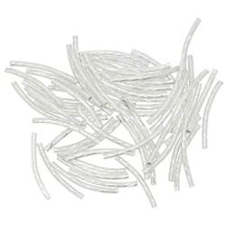 Prettyia 200 Pieces Metal Engraved Curved Tube Spacer Noodle Bead DIY Bracelets Necklaces Loose Bead Jewelry Making Accessories Findings