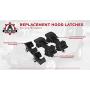 Hood Latches Set of 2 - Replaces 55176636AD, 68038118AA, 42422 - Fits 1997, 1998, 1999, 2000, 2001, 2002, 2003, 2004, 2005, 2006 Jeep Wrangler TJ - Hold-Down Hook Latch Pair - Year Models 1997-2006