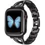 JSGJMY Bling Bands Compatible with Apple Watch Band 38mm 40mm 42mm 44mm Series 5/4/3/2/1 Women Diamond Rhinestone X-Link Metal Jewelry Bracelet(Black, 38mm/40mm)