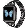 JSGJMY Bling Bands Compatible with Apple Watch Band 38mm 40mm 42mm 44mm Series 5/4/3/2/1 Women Diamond Rhinestone X-Link Metal Jewelry Bracelet(Black, 38mm/40mm)