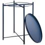 HollyHOME Tray Metal End Table, Sofa Table Small Round Side Tables, Anti-Rust and Waterproof Outdoor & Indoor Snack Table, Accent Coffee Table,（H） 20.28'' x（D） 16.38'', Navy Blue