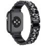Mosonio Compatible with Apple Watch Band 38mm 40mm 42mm 44mm with Case Women, Jewelry Replacement Metal Wristband Strap with 2 Pack Bling PC Protective Cover for iWatch Series 6/5/4/3/2/1(Black)
