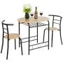 VINGLI 3 Piece Dining Set Small Dining Table and 2 Chairs Kitchen Breakfast Dining Table Set with Metal Frame and Wine Rack (Natural) VINGLI 3 Piece Dining Set Small Dining Table and 2 Chairs Kitchen Breakfast Dining Table Set with Metal Frame and Wine Rack (Natural)