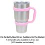 F-32 Handle | 19 COLORS | 30oz or 20oz size available | Fits YETI, OZARK TRAIL, BEAST, RTIC (PREVIOUS DESIGN) Rambler & More Tumbler Travel Mug | BPA FREE (30OZ, COTTON CANDY PINK)