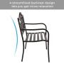 Laurel Canyon 50'' Outdoor Patio Bench, Cast Iron 2-Person Metal Seating with Floral Design Backrest Furniture Chair for Porch Backyard Garden Pool Deck, Dark Brown