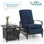 PHI VILLA Adjustable Patio Recliner Chair Metal Outdoor Lounge Chair with Removable Cushions Support 300lbs, Navy PHI VILLA Adjustable Patio Recliner Chair Metal Outdoor Lounge Chair with Removable Cushions Support 300lbs, Navy