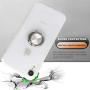 OiOMGin iPhone XR One Body 360 Metal Ring Holder Case, Hard Semilucent Translucent Matte Skin Back Soft Side, White Ring Embedded Naturally iPhone 11 6.1inch[Built-in Ring+Lens Hole Protection]-White
