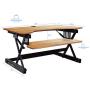 Rocelco 32'' Height Adjustable Standing Desk Converter with Anti Fatigue Mat Bundle - Sit Stand Computer Workstation Riser - Dual Monitor Retractable Keyboard Tray - Teak Wood Grain (R EADRT-MAFM)