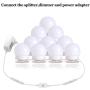 Hollywood Style Led Vanity Mirror Lights Kit with 10 Dimmable Light Bulbs for Makeup Dressing Table and Power Supply Plug in Lighting Fixture Strip, Vanity Mirror Light, White (No Mirror Included)