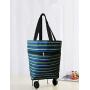 Cocobuy Collapsible Trolley Bags Folding Shopping Bag with Wheels Foldable Shopping Cart Reusable Shopping Bags Grocery Bags Shopping Trolley Bag on Wheels(Elegant Dark Blue)