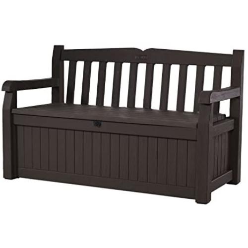 Keter Eden 70 Gallon Storage Bench Deck Box for Patio Furniture, Front Porch Decor and Outdoor Seating – Perfect to Store Garden Tools and Pool Toys,Brown / Brown Keter Eden 70 Gallon Storage Bench Deck Box for Patio Furniture, Front Porch Decor and Outdoor Seating – Perfect to Store Garden Tools and Pool Toys,Brown / Brown