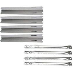 Direct Store Parts Kit DG120 Replacement for BBQ Grillware GSC2418, GSC2418N Gas Grill Heat Plate and Burner, 4 Pack (Stainless Steel Burner + Stainless Steel Heat Plate)