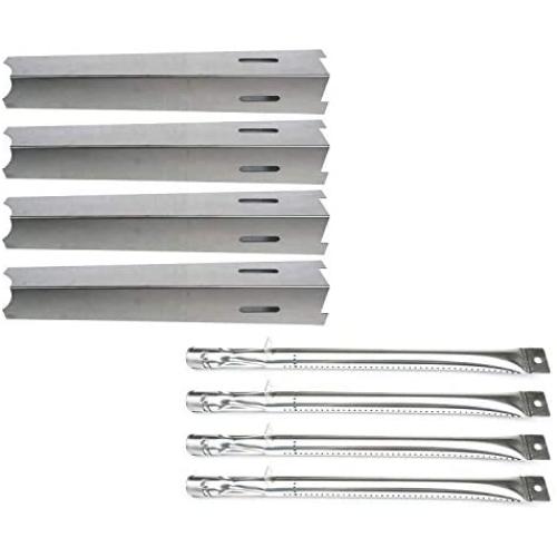 Direct Store Parts Kit DG120 Replacement for BBQ Grillware GSC2418, GSC2418N Gas Grill Heat Plate and Burner, 4 Pack (Stainless Steel Burner + Stainless Steel Heat Plate)