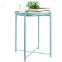 CERBIOR Tray End Table, Round Metal Tray Table Side Sofa Table Anti-Rust and Waterproof Outdoor & Indoor Snack Table Accent Coffee Table Gray Blue